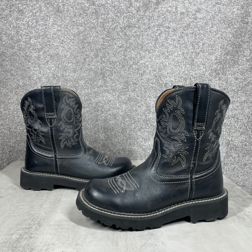 Ariat Fatbaby Boots Wooms 6.5 Original Western Black Contrast Stitch Leather